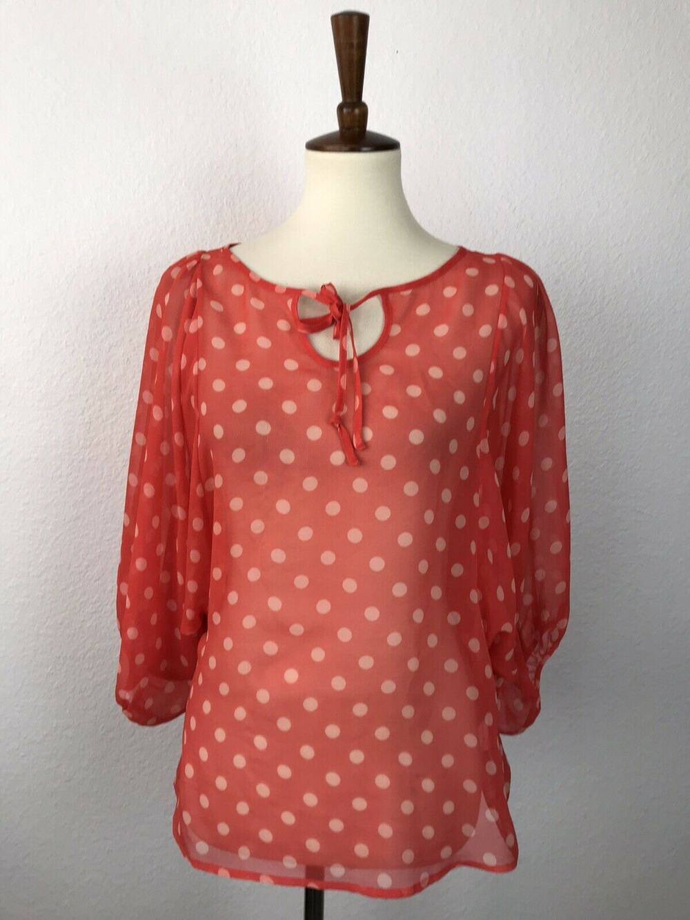 Anthropologie Hi There Karen Walker Peasant Top Sheer Polka Dot Romantic Twee